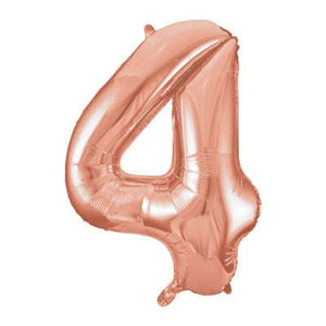 Rose Gold Number 4 Giant Foil Helium Balloon 34" (Optional Helium Inflation)