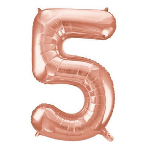 Rose Gold Number 5 Giant Foil Helium Balloon 34" (Optional Helium Inflation)