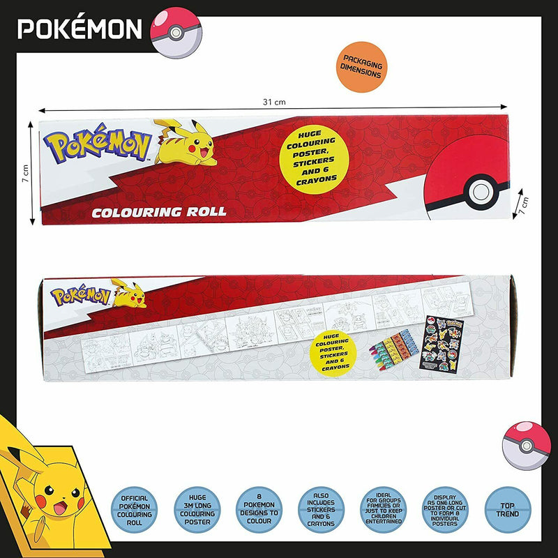 Pokémon Colouring Roll Set Posters & Crayon Stationery