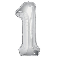 Silver Number 1 Giant Foil Helium Balloon 34" (Optional Helium Inflation)