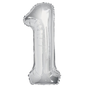 Silver Number 1 Giant Foil Helium Balloon 34" (Optional Helium Inflation)