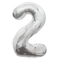 Silver Number 2 Giant Foil Helium Balloon 34" (Optional Helium Inflation)