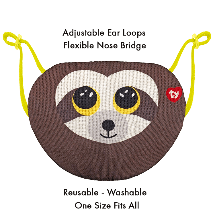 TY Dangler Brown Sloth Face Mask - One Size - Sweets 'n' Things