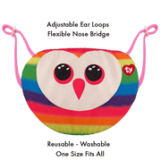 TY Owen Owl Multicolour Face Mask - One Size - Sweets 'n' Things
