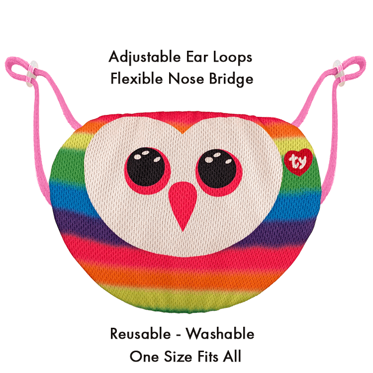 TY Owen Owl Multicolour Face Mask - One Size - Sweets 'n' Things