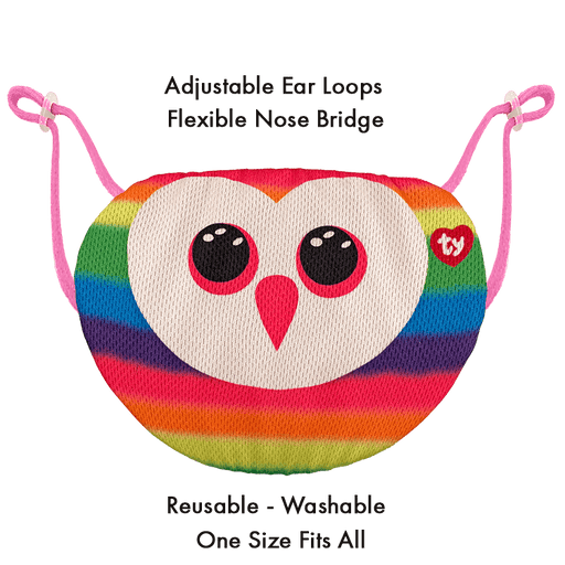 TY Owen Owl Multicolour Face Mask - One Size - Sweets 'n' Things