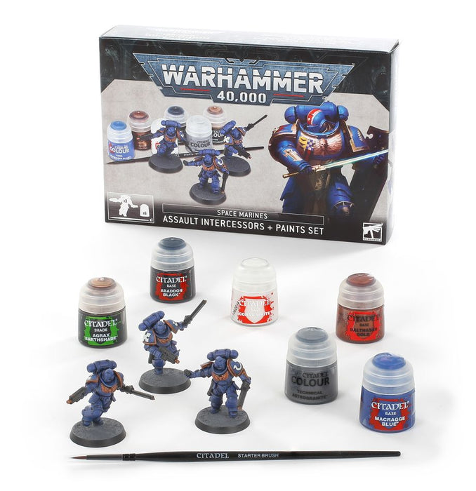 Warhammer 40K Space Marines: Assault Intercessors + Paints Set - Sweets 'n' Things