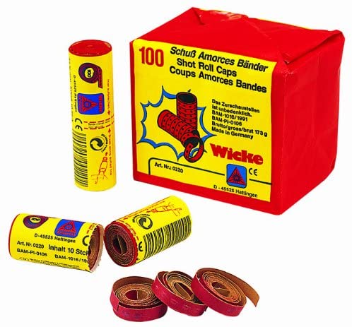 Wicke Roll of 100 Shot Paper Caps, 12 Reels of 100 Gun Shots — Sweets ...