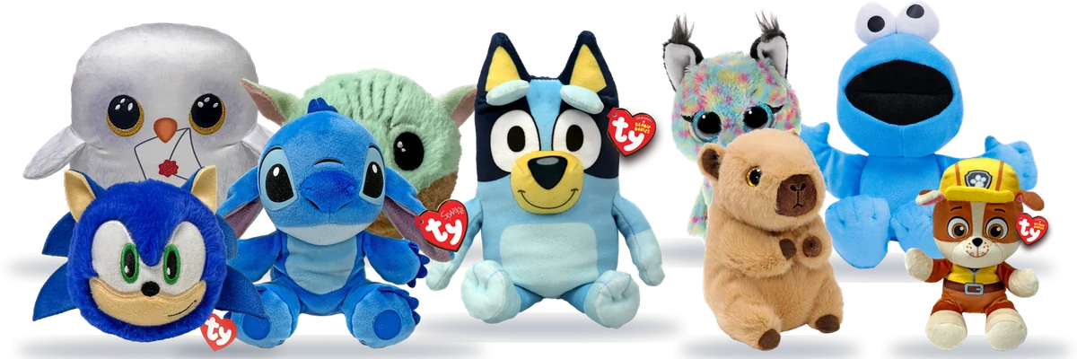 Ty Beanie Boos, Bluey, Stitch, Sonic and friends